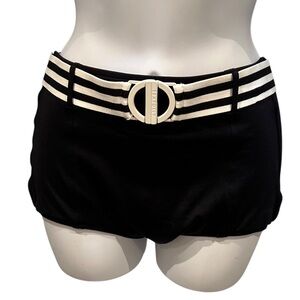 Seafolly Black Belted Boy Shorts Bikinj Bottpm Size US 10 NWOT